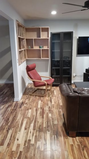 Flooring with custom Bookcase