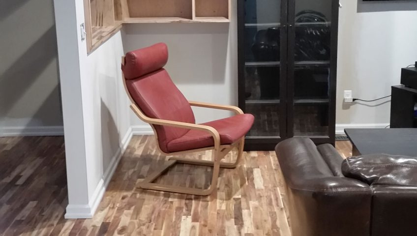 Flooring with custom Bookcase